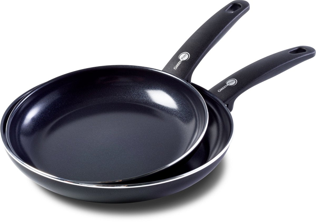GreenPan cambridge koekenpannenset 2-delig - 24 28cm -pfas-vrije antikleeflaag - pannenset inductie - keramische pan - ovenbestendig tot 160°c - koudgrepen - zwart