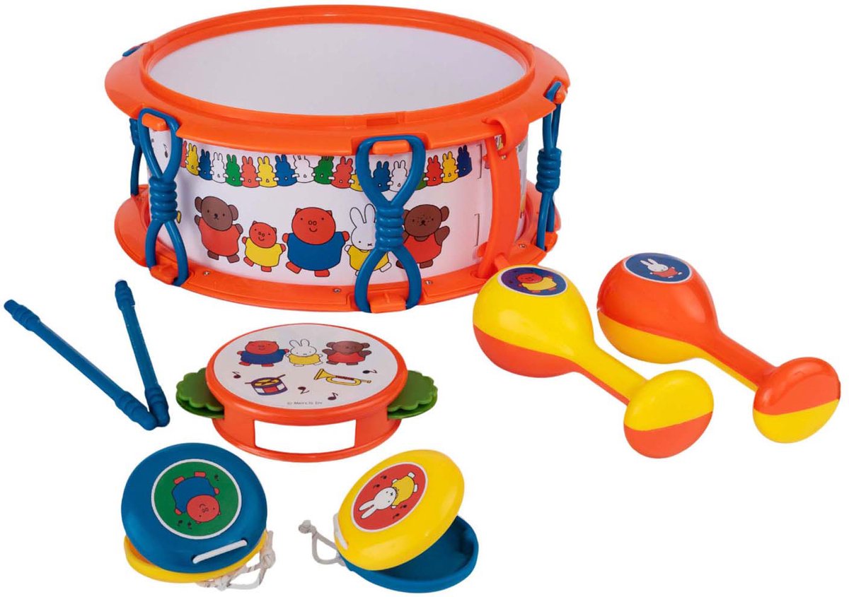 Rubo Toys Nijntje muziekset - tamboerijn - trommel - klappertjes - sambaballen - speelgoedinstrumenten