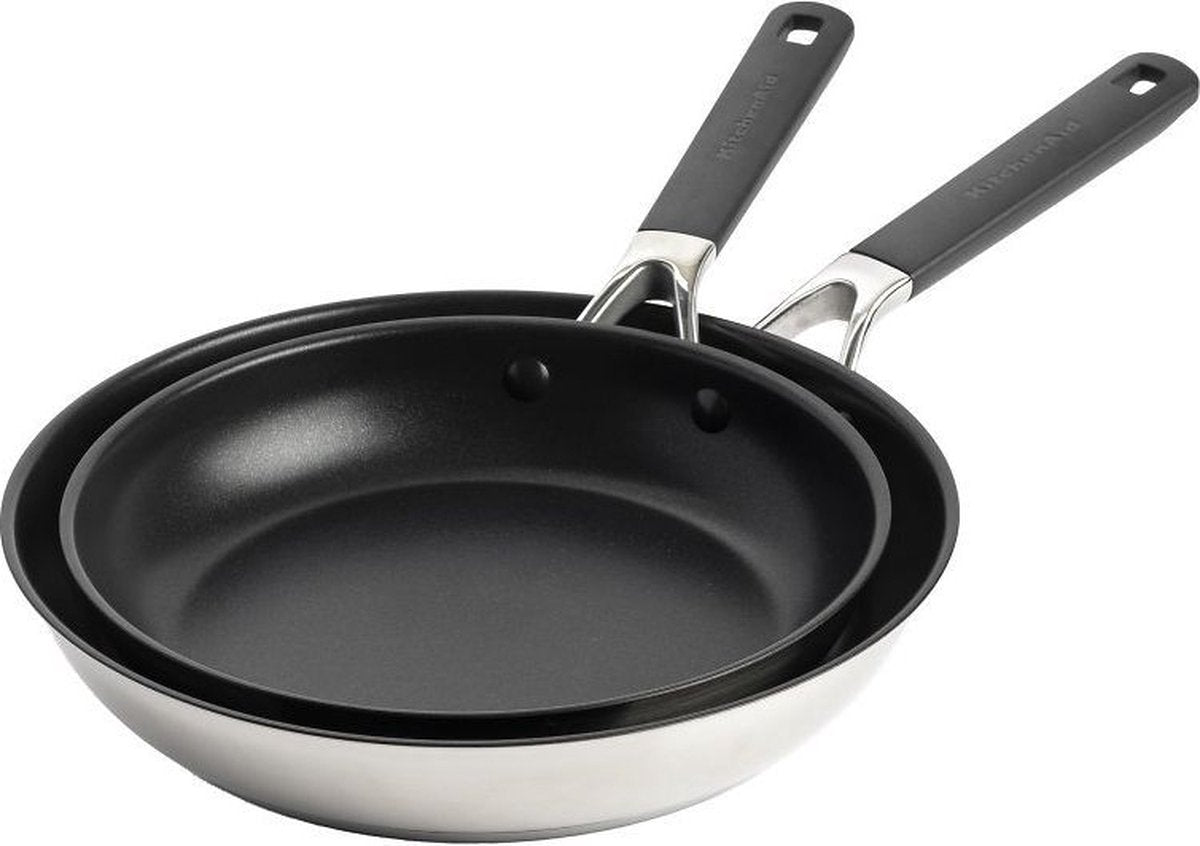 KitchenAid classic stainless steel koekenpannenset 2-delig ø24+28cm - rvs - inductie