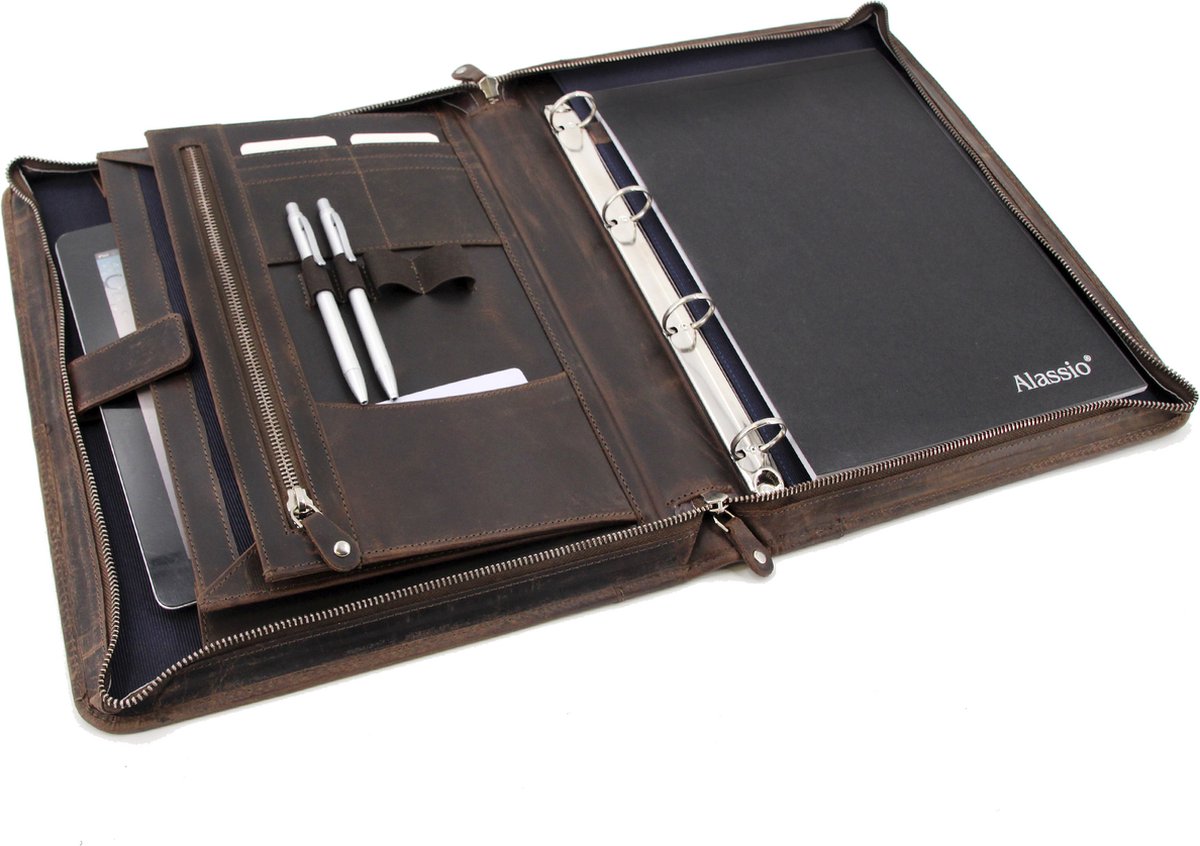 Kangaro Roberto romano conferentiemap - juve - a4 - bruin - echt leer - 36x27.5x5cm - ju-48213