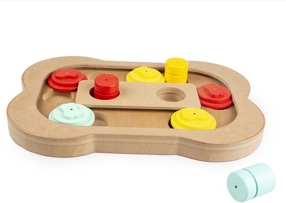 Duvo Plus - speelgoed voor dieren - hond - slide `n snack puzzle - been 28x19x2,5cm meerkleurig - 1st