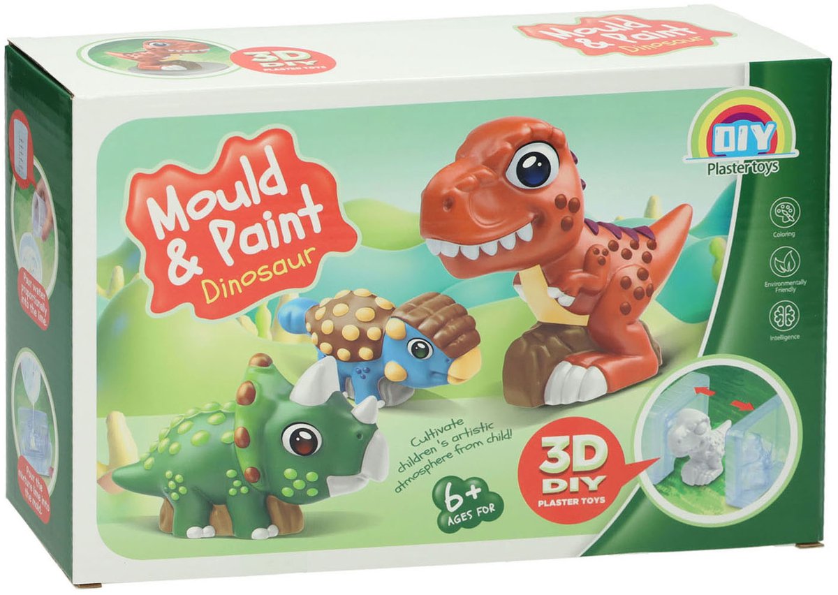 Lobbes Speelgoed BV Lobbes knutselset dino 3d gieten en schilderen voor kinderen.