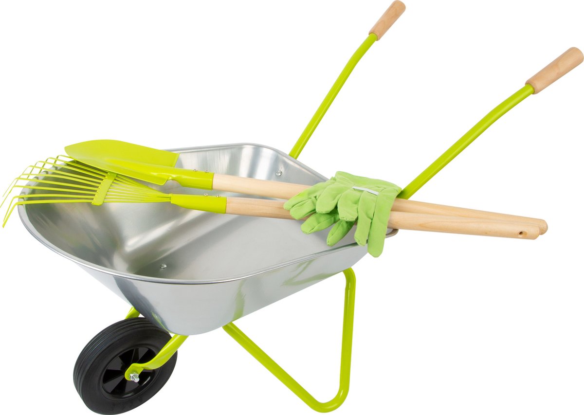 Small Foot - metalen kruiwagen met tuingereedschap, 5dlg.