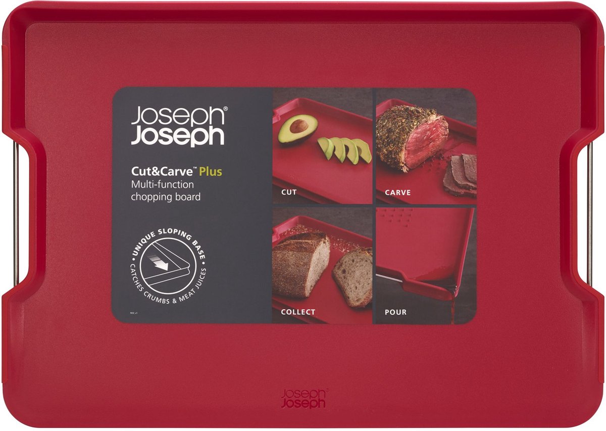 Joseph Joseph - cut ,carve plus snijplank groot - kunststof - rood