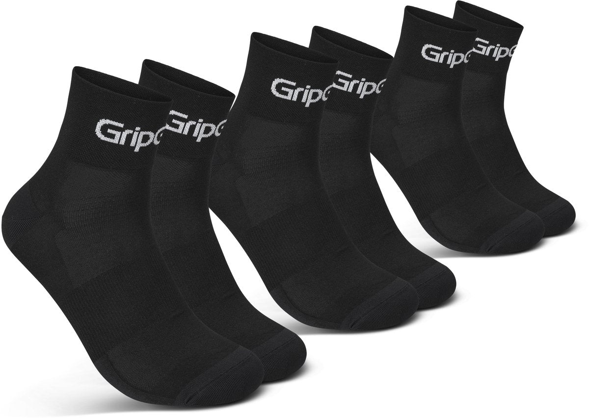 GripGrab - ride low cut zomer fietssokken 3 paar korte coolmax sokken - unisex - zwart