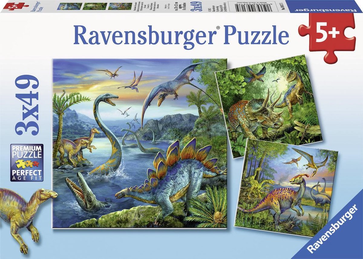 Ravensburger dinosauriã«rs - 3x49 stukjes - kinderpuzzel