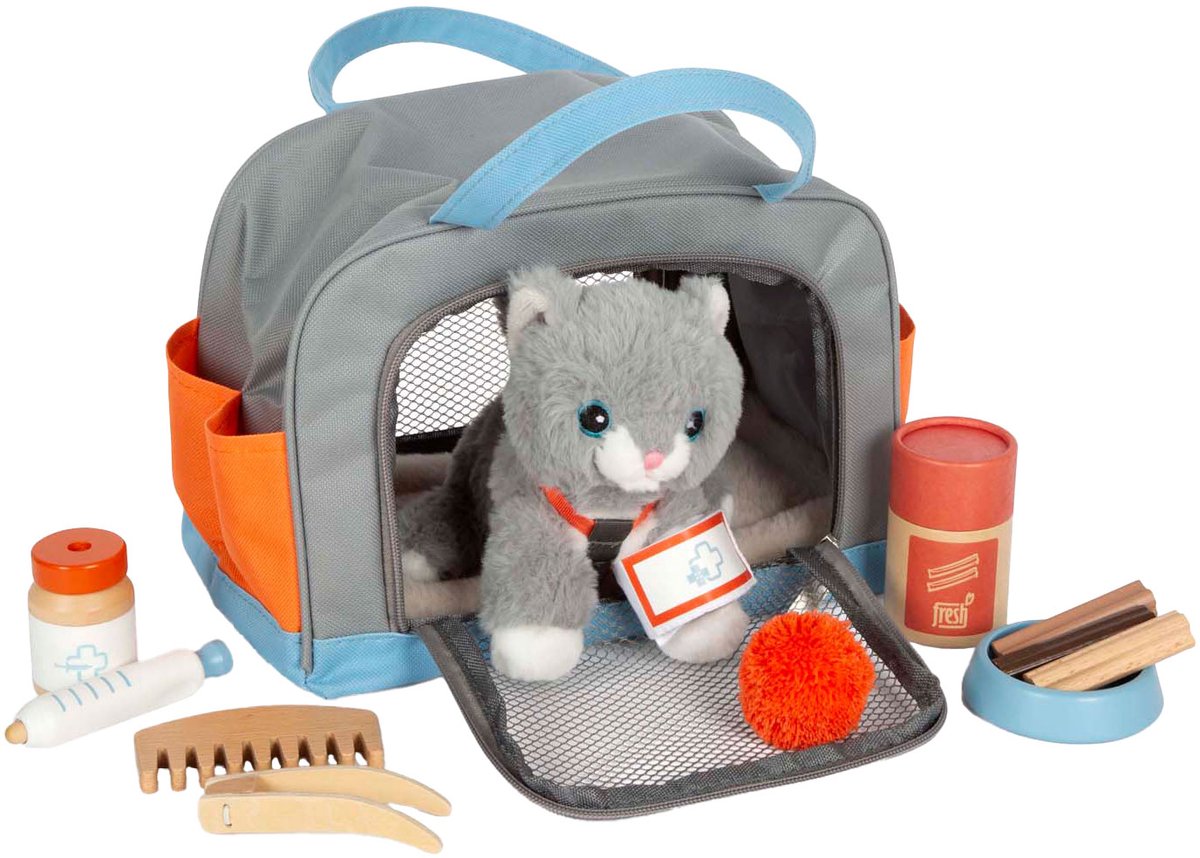 Small Foot - knuffel kat met draagtas en verzorgingsset