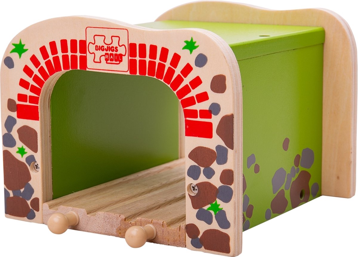 BIGJIGS Houten rails - dubbelspoor tunnel