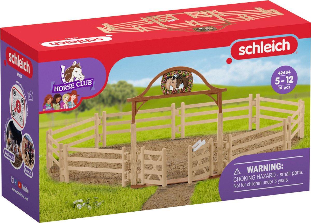 Schleich horse club - paardenwei met toegangspoort - accessoires - kinderspeelgoed voor jongens en meisjes - 5 tot 12 jaar - 42434