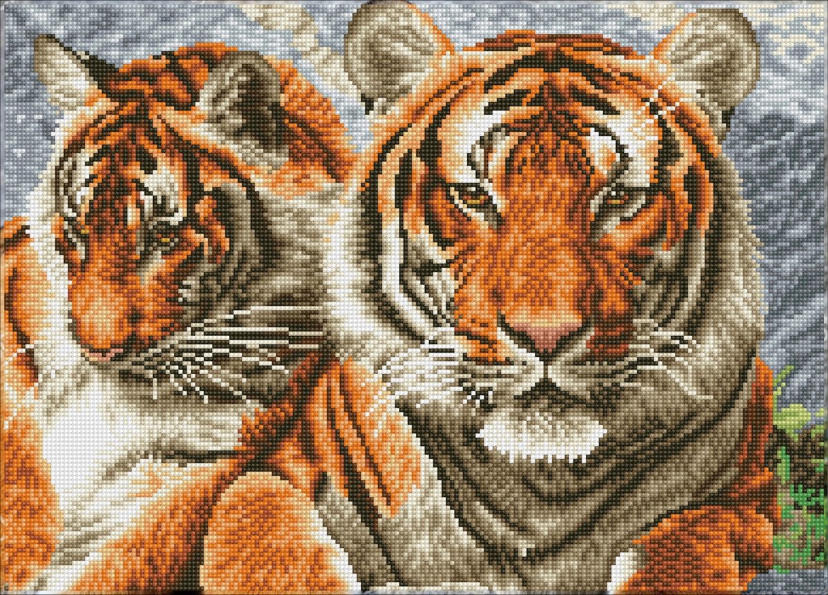 DIAMOND DOTZ® Diamond dotz tigers - diamond painting - 26.634 dotz - 52x37 cm