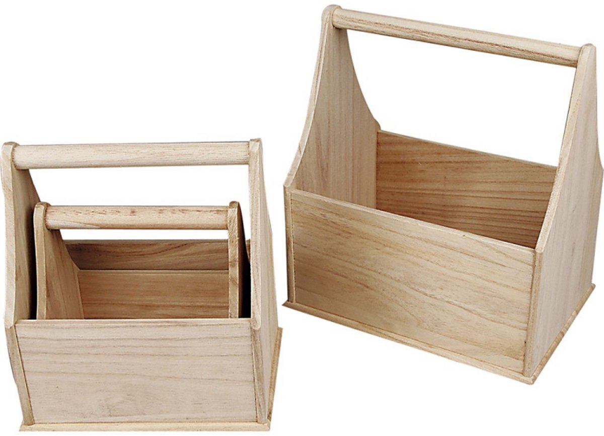 Creativ Company houten flessenhouder set van 3 stuks h:16-28 cm