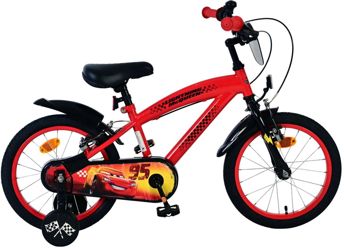 Volare Disney cars kinderfiets - jongens - 16 inch - rood - twee handremmen