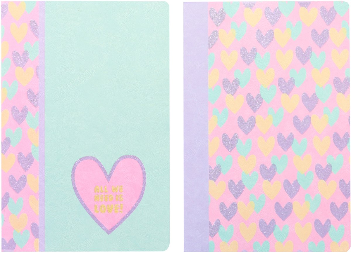 Kangaro schriften - b'log hearts - formaat a5 - met lijn - 2 stuks - an-124170-a