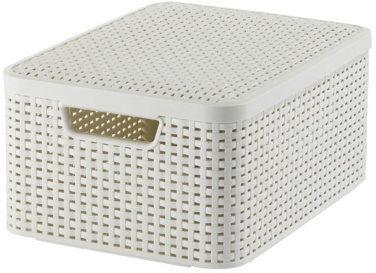 Curver style opbergmand met deksel m - 18 liter - wit - 29,3x39,3x18,7