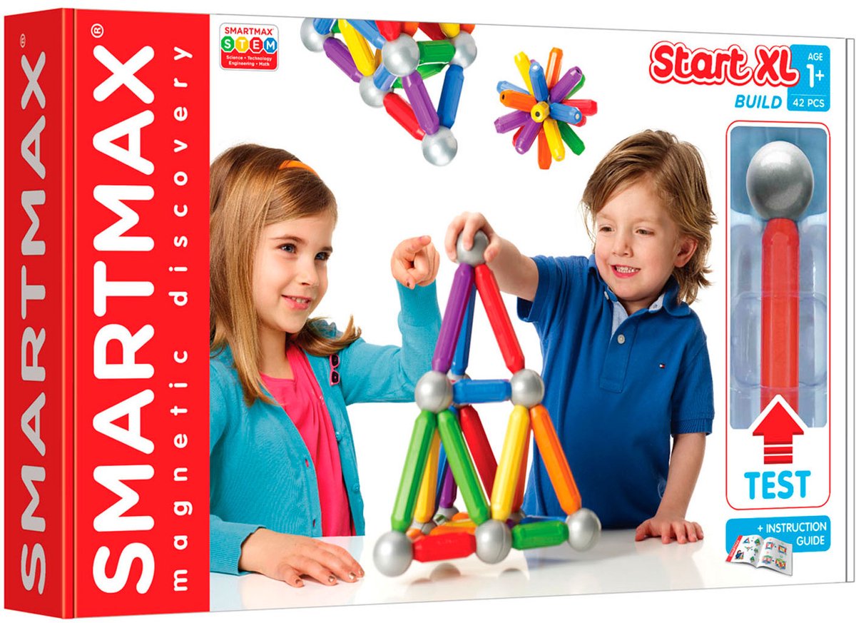 SmartMax start xl - magnetisch bouwspeelgoed - 42-delige basisset met grote elementen - educatief speelgoed voor peuters en kleuters - vanaf 1 jaar