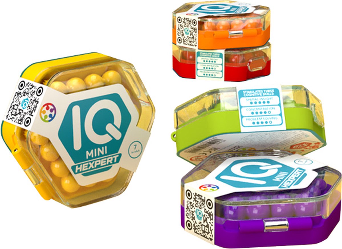 SmartGames iq mini hexpert - zakformaat denkspel reispuzzel - 120 opdrachten met zeshoekig grid - educatief solospel - vanaf 7 jaar