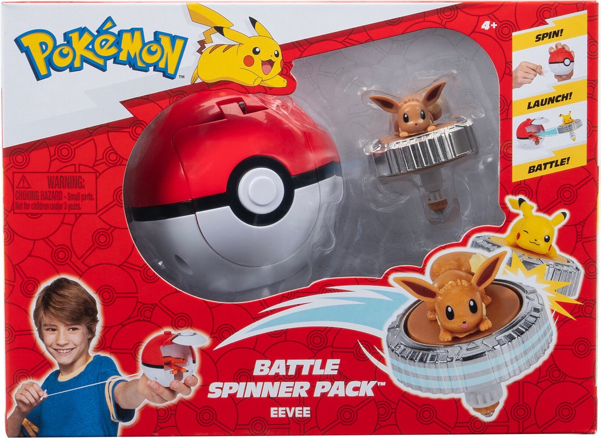 Jazwares Pokémon - battle spinner game - eevee poké ball