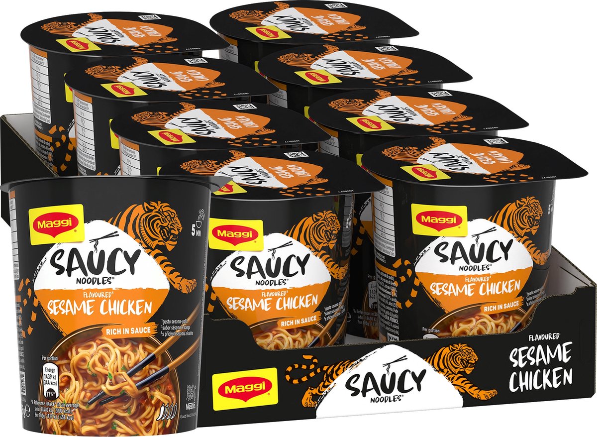 Maggi saucy noodles sesame chicken - 8 stuks x 75g - voordeelverpakking