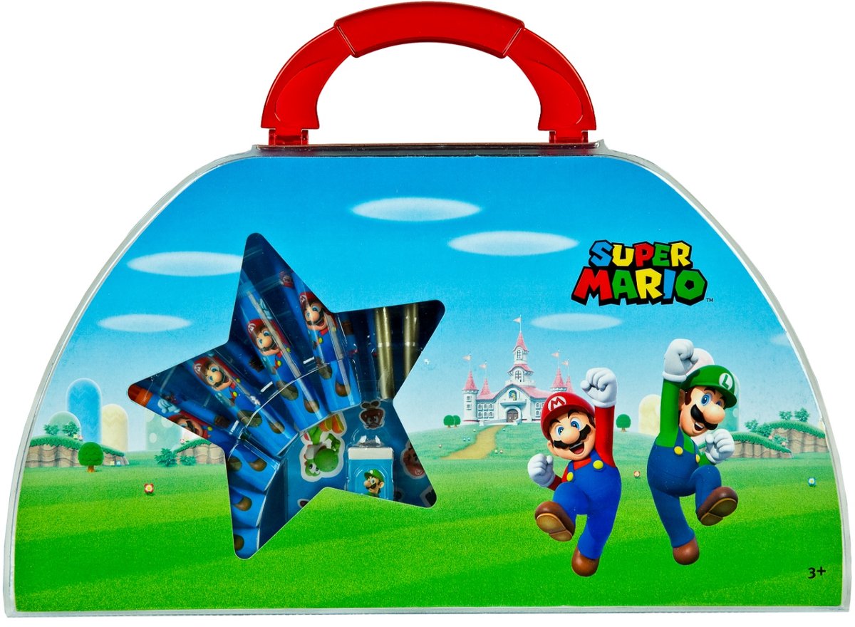 Merkloos Sans Marque Super mario kleurkoffer, 51dlg.