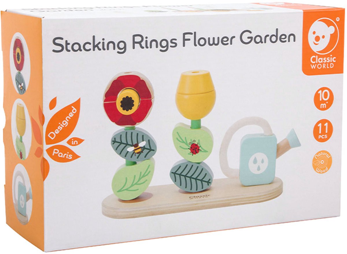 Classic World houten stapel puzzel bloementuin, 11dlg.
