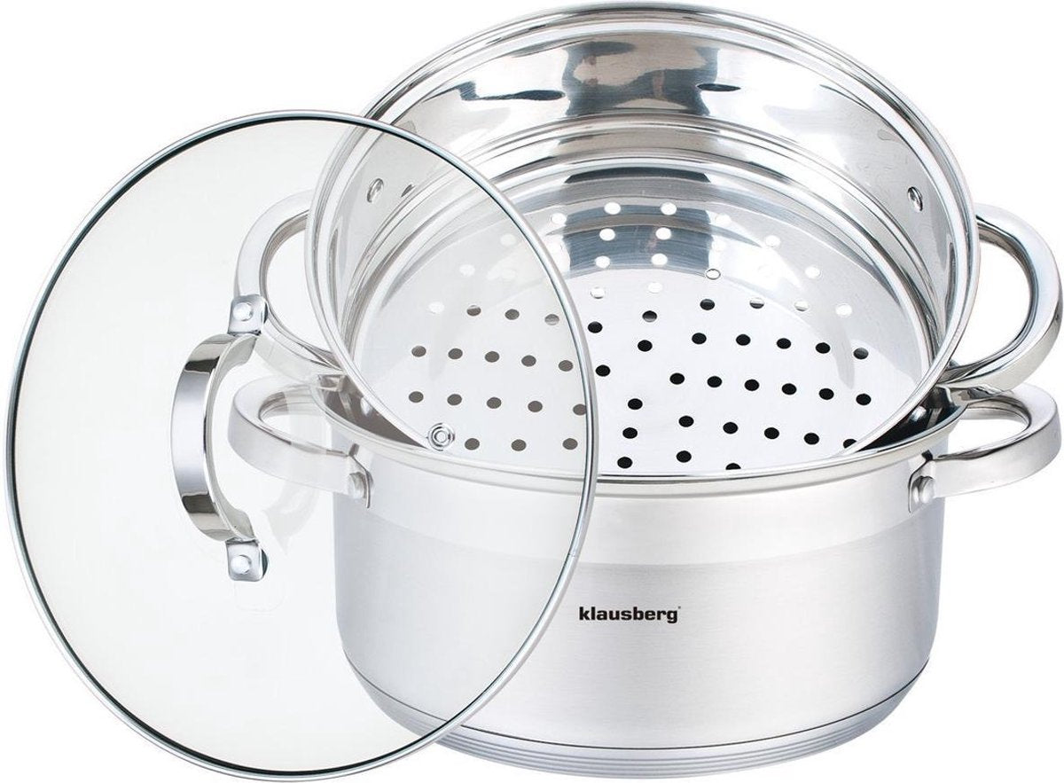 KLAUSBERG 7144 - stoompan - 3 delen - 24 cm - 5 liter