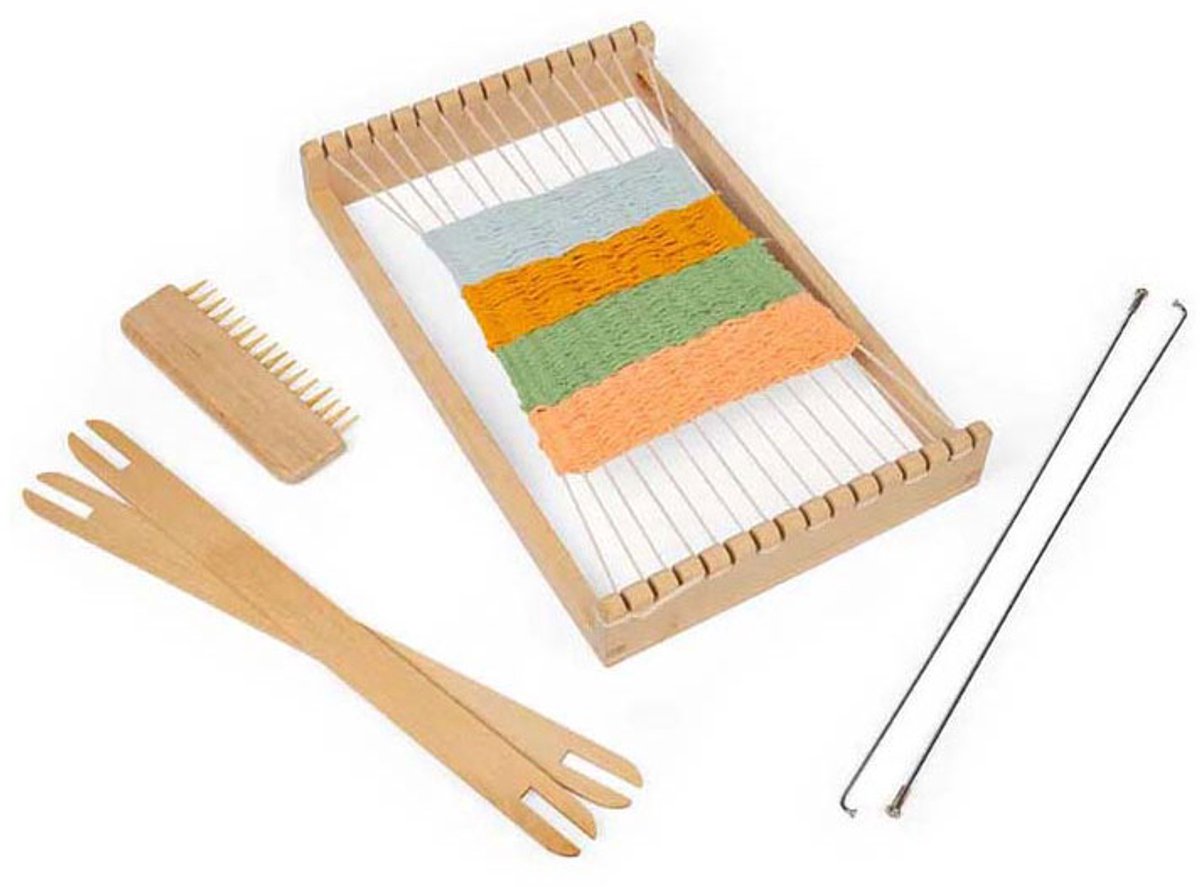 BIGJIGS houten weefraam set, 10dlg.