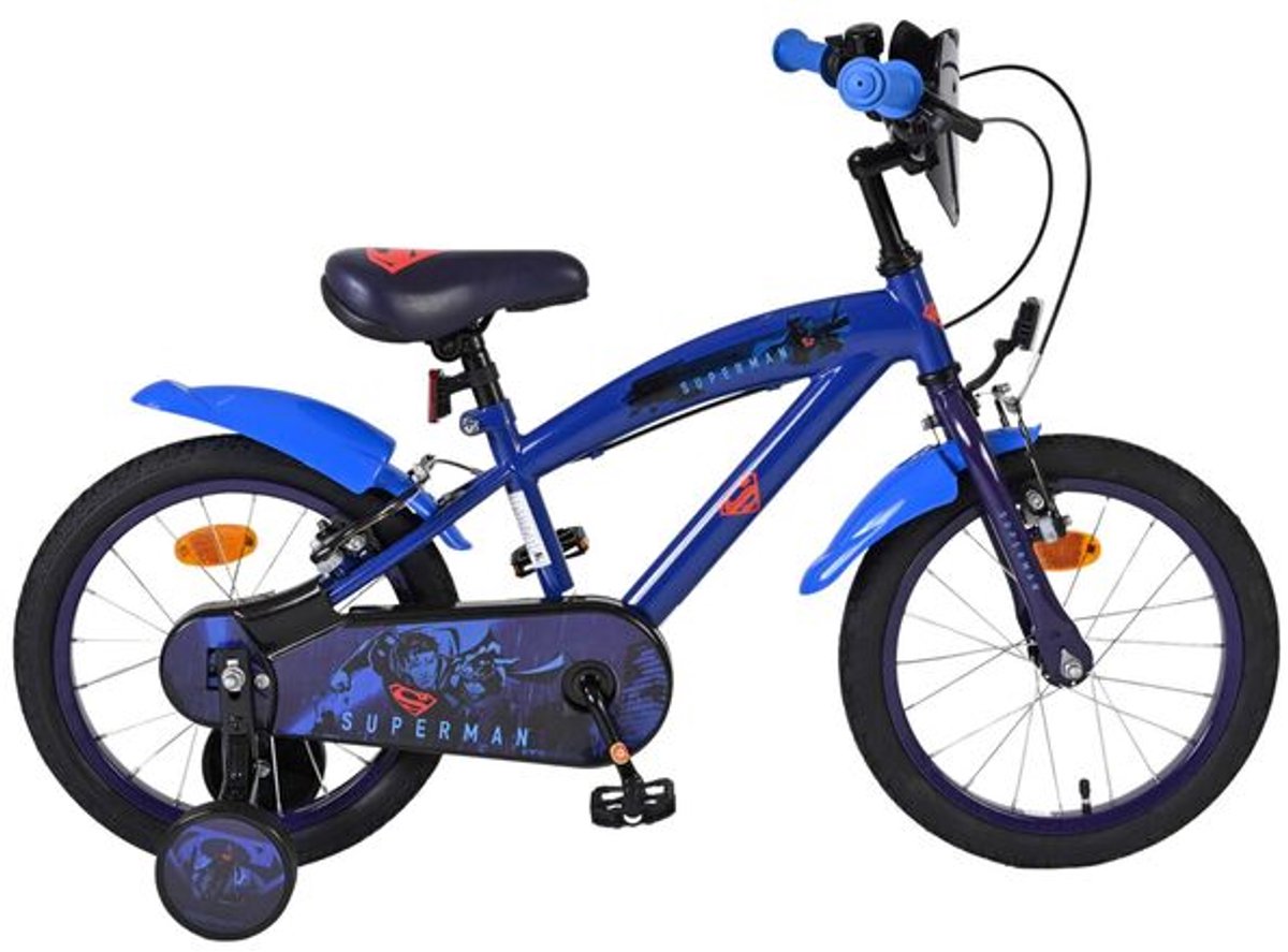 Volare Superman kinderfiets - jongens - 16 inch - blauw - twee handremmen