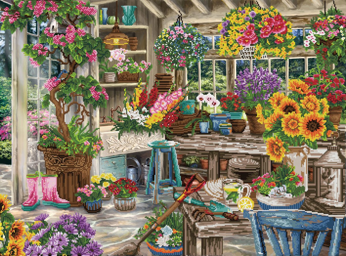 DIAMOND DOTZ® Diamond painting - gardener's paradise - 74x100 cm - 43 kleuren - full - rond - diamond dotz