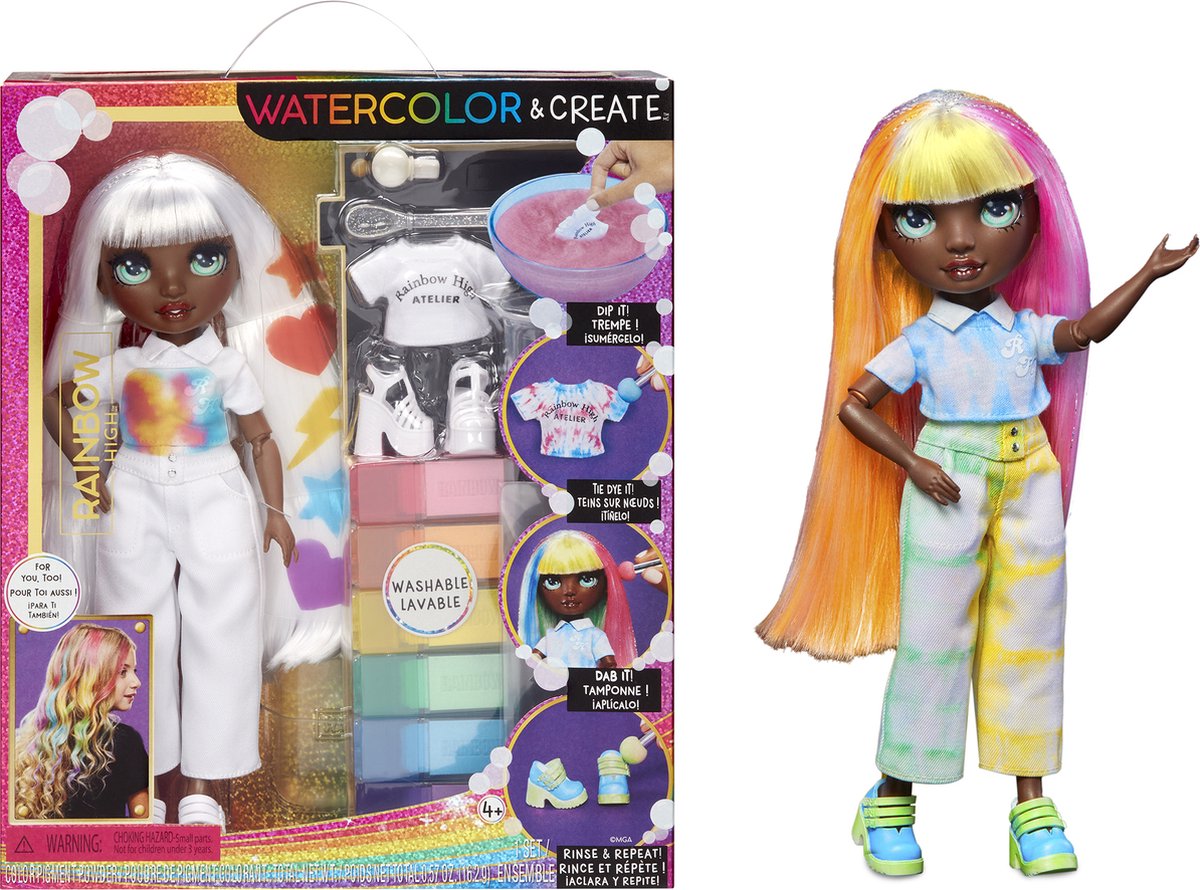 Rainbow High watercolor create modepop - groene ogen