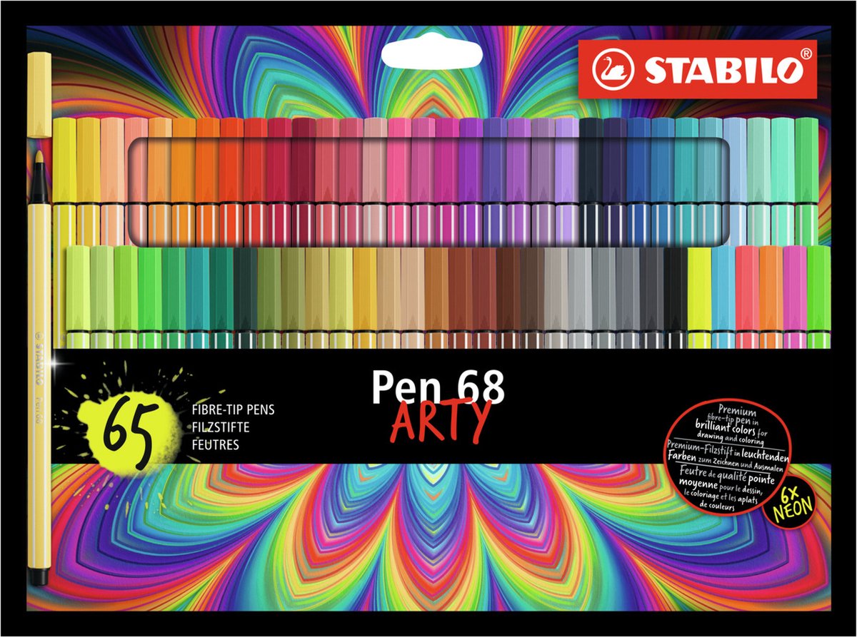 STABILO pen 68 - viltstift - arty - set met 65 stuks