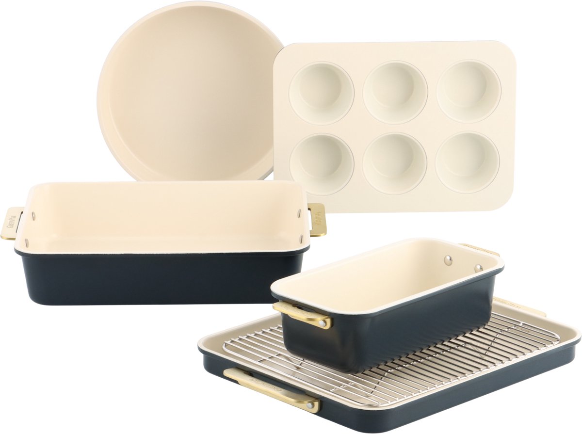 GreenPan padova reserve bakeware 6-delig - pfas-vrije antikleeflaag - keramische bakvorm - ovenbestendig tot 230°c - donkerblauw