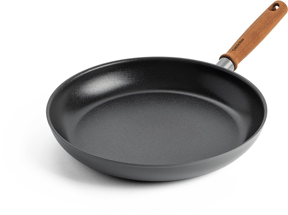 GreenPan mayflower pro koekenpan 30cm - grijs - houten handvat - pfas-vrij