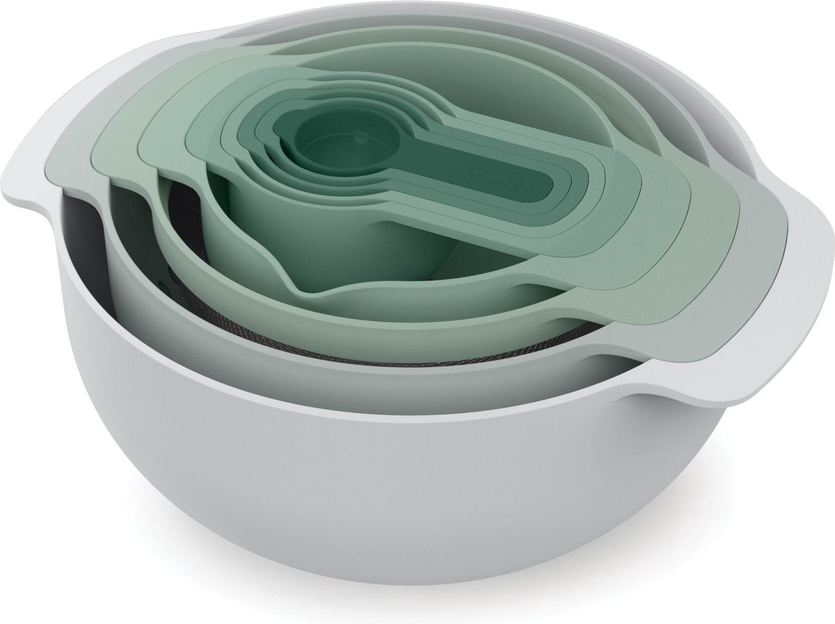 Joseph Joseph editions sage nest 9 plus mengkommen - polypropyleen - set van 9 stuks - grijs groen