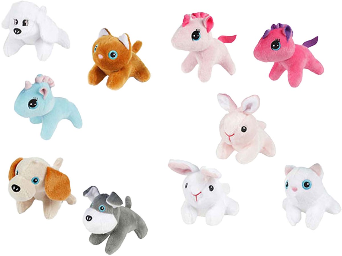 Toi-Toys Knuffel pluche dier in draagkoffer, 10cm