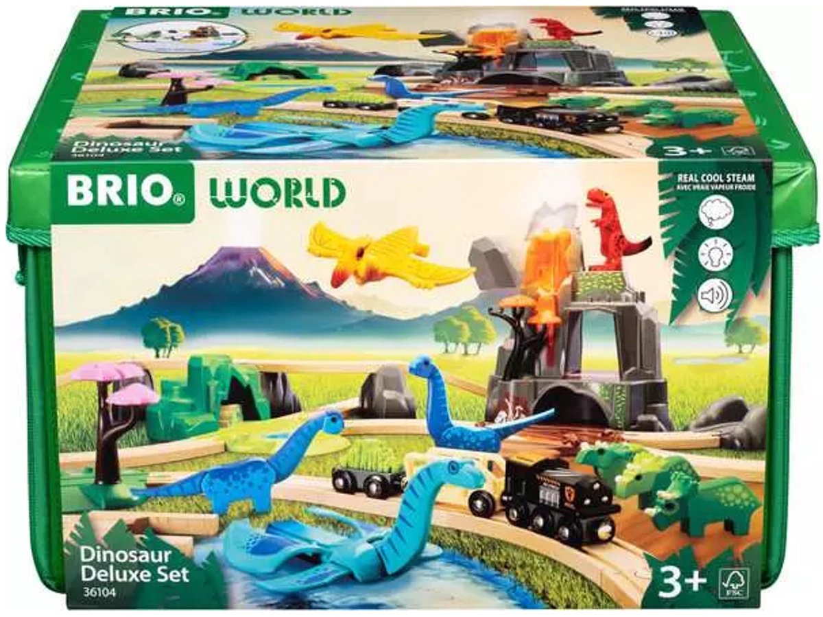 Ravensburger Brio world â€“ 36104 luxe set met dinosaurussen | 45-delige set speelgoedtreintjes voor kinderen vanaf 3 jaar