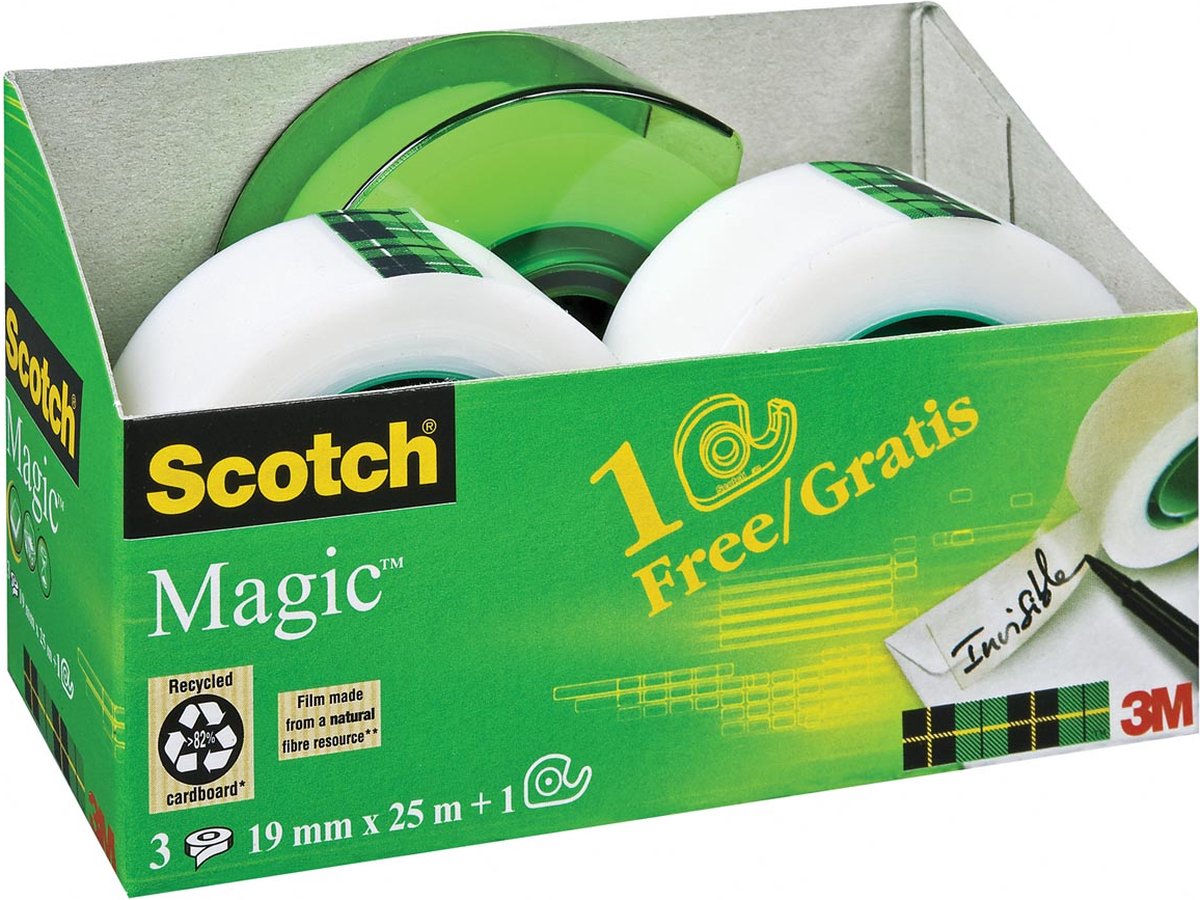 Scotch Value pack: 3 x ® magic™ tape, 19 mm x 25 m + gratis navulbare handdispenser