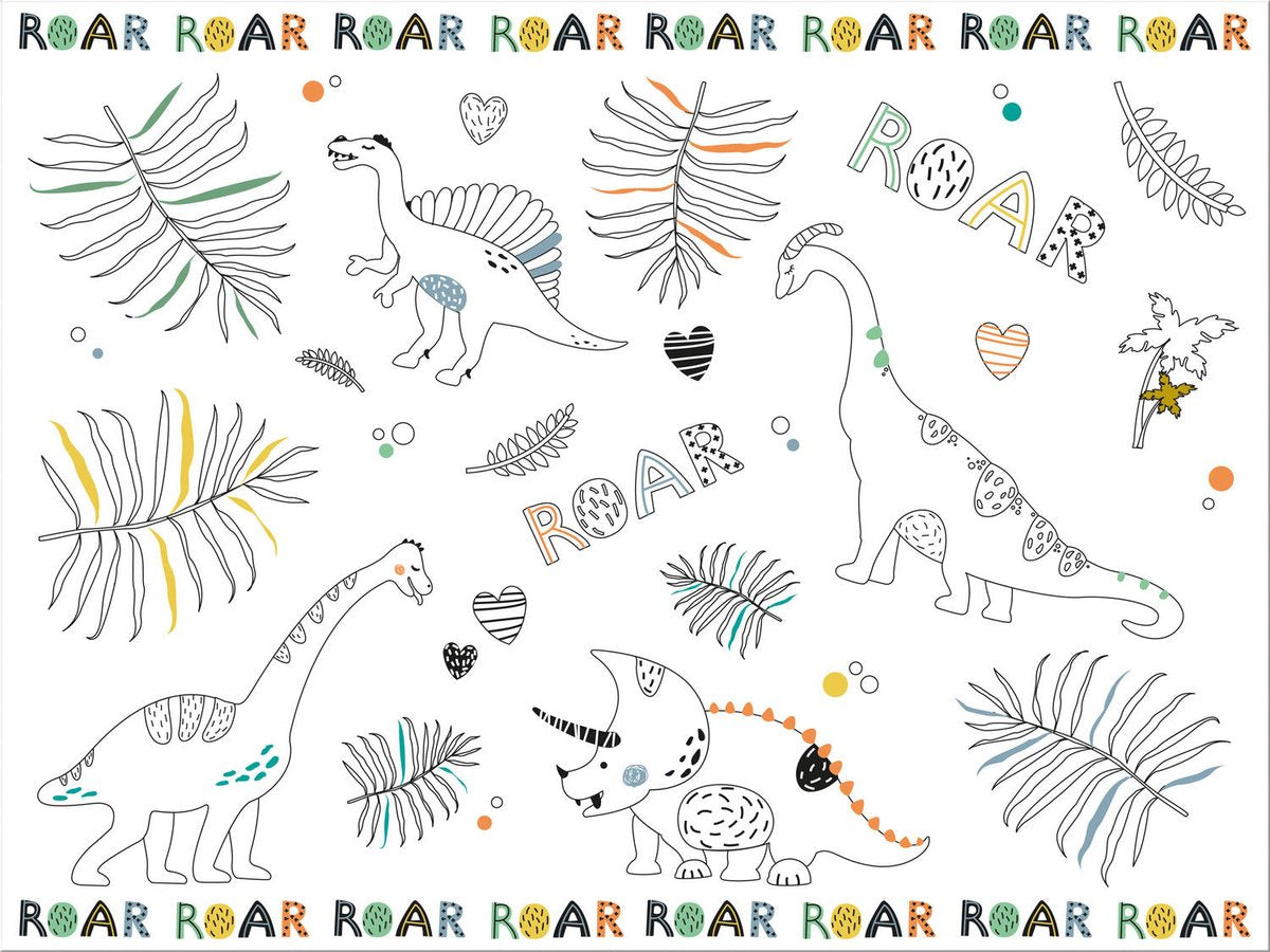 Folat Kleurplaat placemat dino roars, 6st.