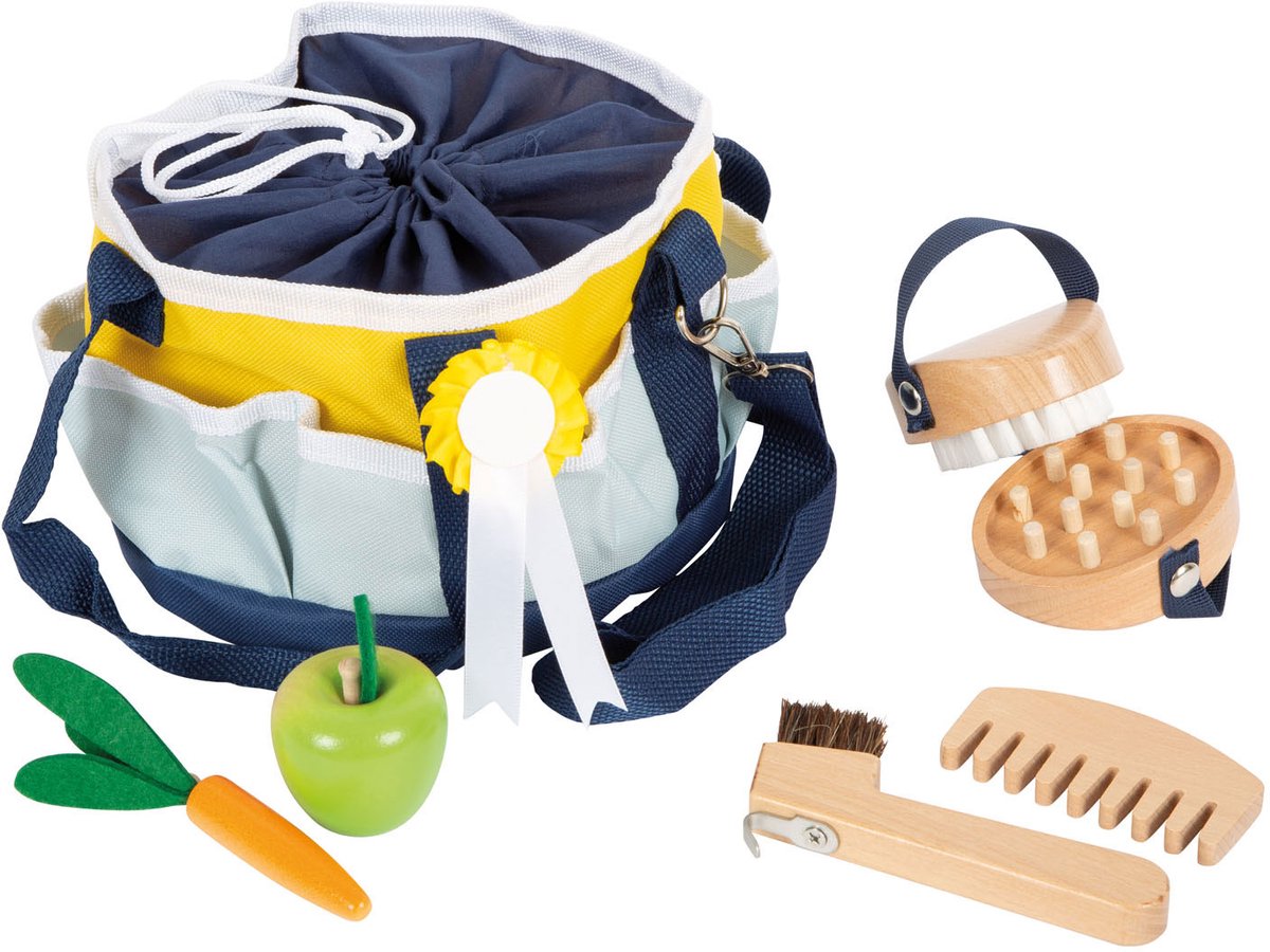 Small Foot - houten paardenverzorgingsset met tas, 8dlg.