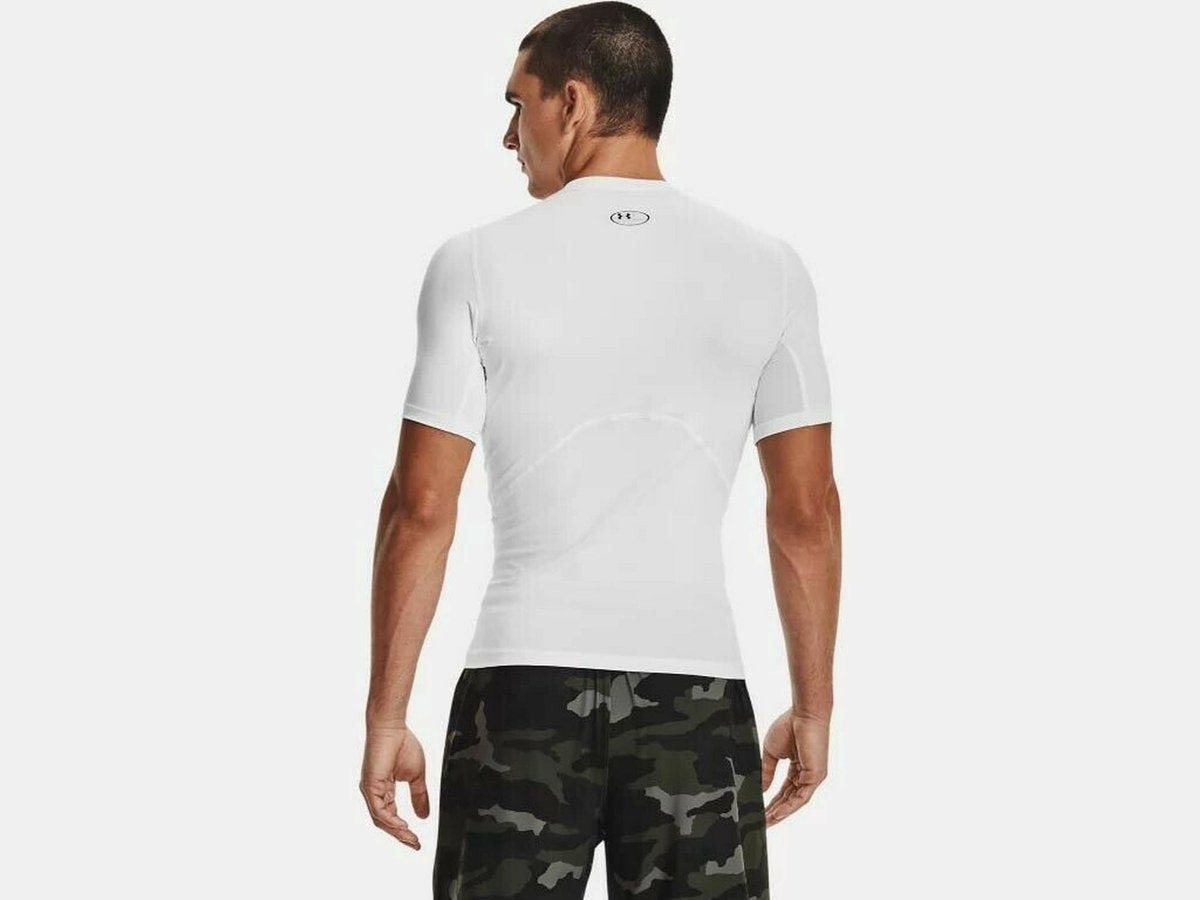 Under Armour ua hg armour comp ss-wht heren sportshirt - wit - zwart