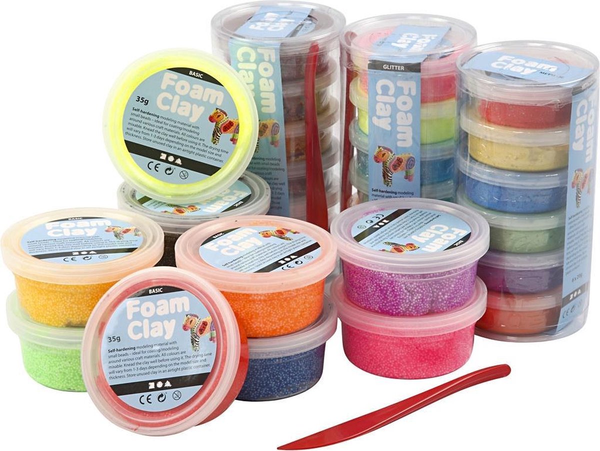 Foam Clay ®, glitter, diverse kleuren, 28 doosje