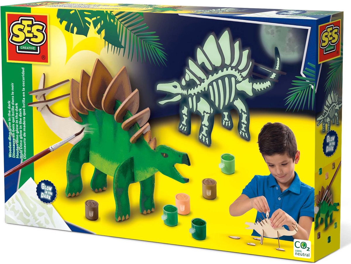 SES Creative Ses houten dino glow in the dark
