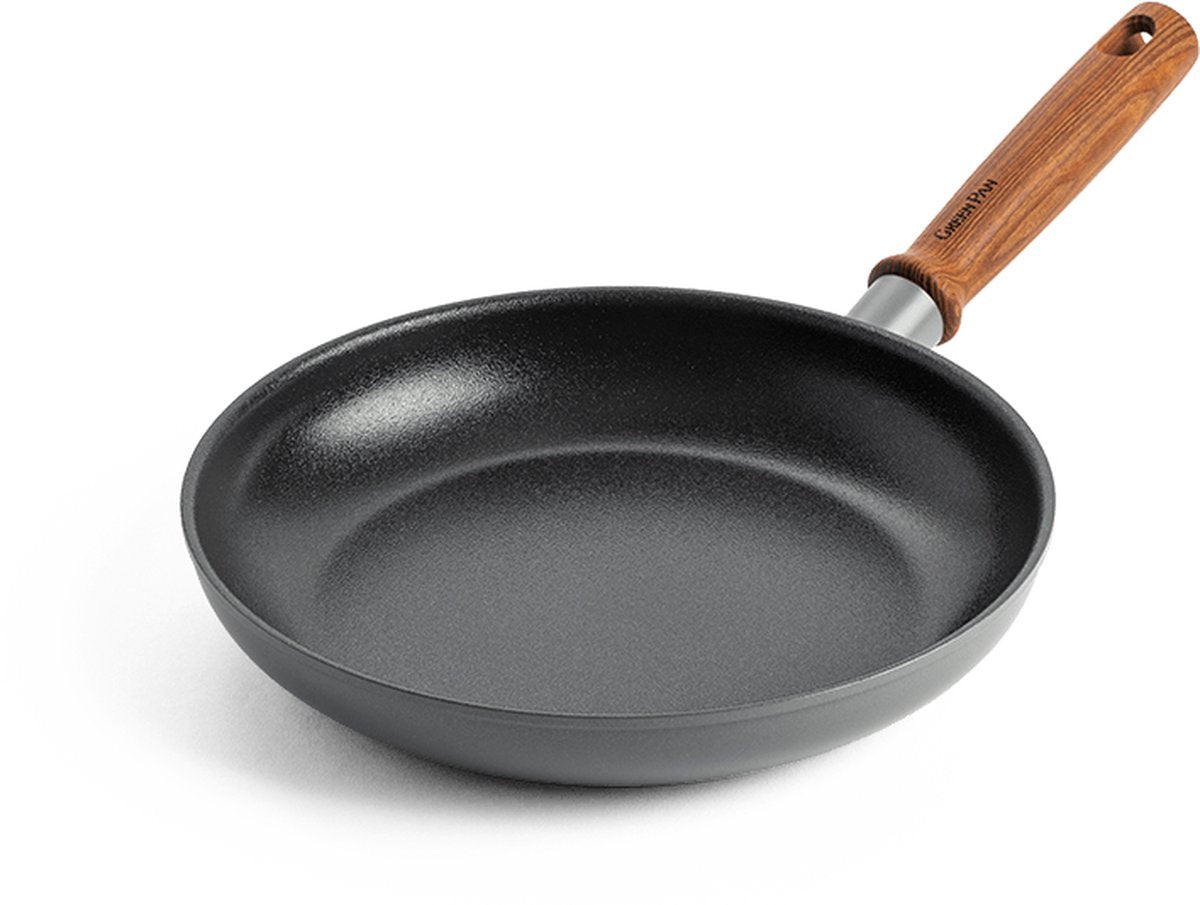 GreenPan mayflower pro koekenpan 24cm - grijs - houten handvat - pfas-vrij