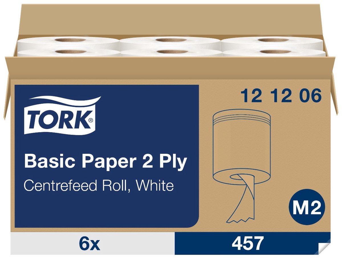 Tork 121206 universal midi poetspapier m2 2-laags wit 160m x 20cm 6 rollen (121206)