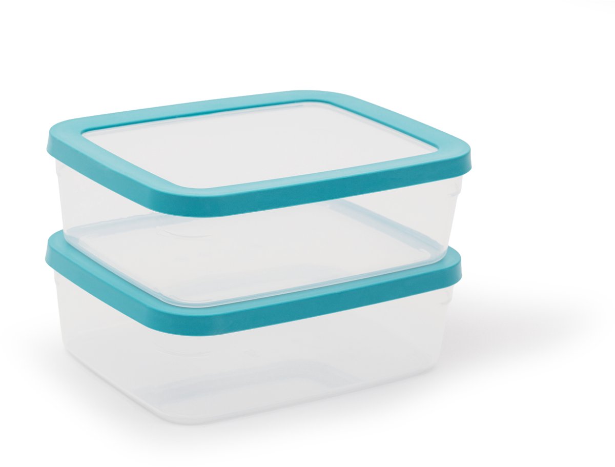 DAY TO DAY softseal voedselbewaardozen - set van 2 vershoudbakjes - bewaarbakjes met deksel - luchtdicht, lekvrij transparante voedselcontainers - bpa-vrije voedselopbergers - stapelbare vershouddozen - vaatwasbestendig - 2x 1200ml