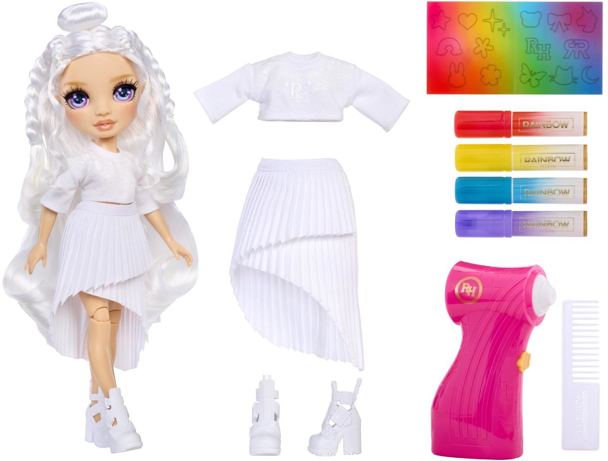 Rainbow High air brush create-modepoppen - paarse ogen