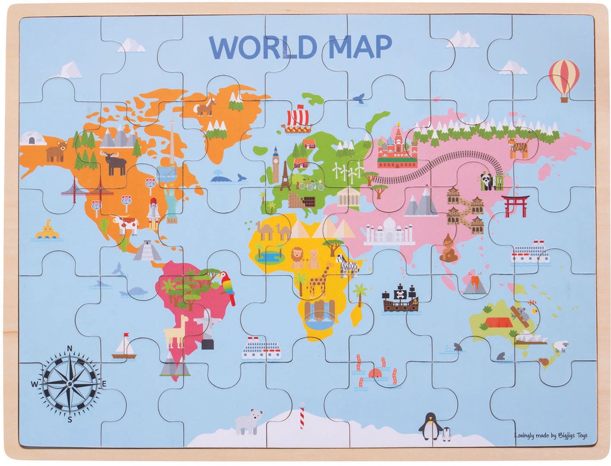 BIGJIGS wereldkaart puzzel.
