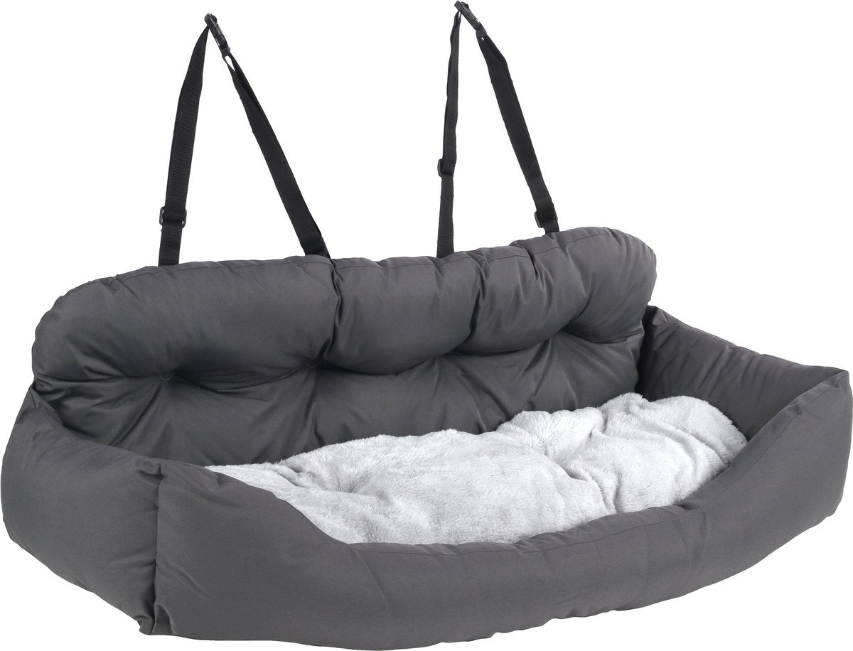 Flamingo Autostoel hond – autostoel orlando grijs – 100x57x20cm – veilig comfortabel – voor achterbank