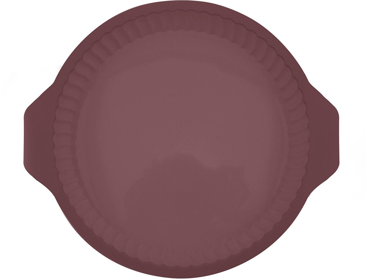 Point-Virgule ronde geribde quichevorm uit platinum silicone vintage maroon 24cm