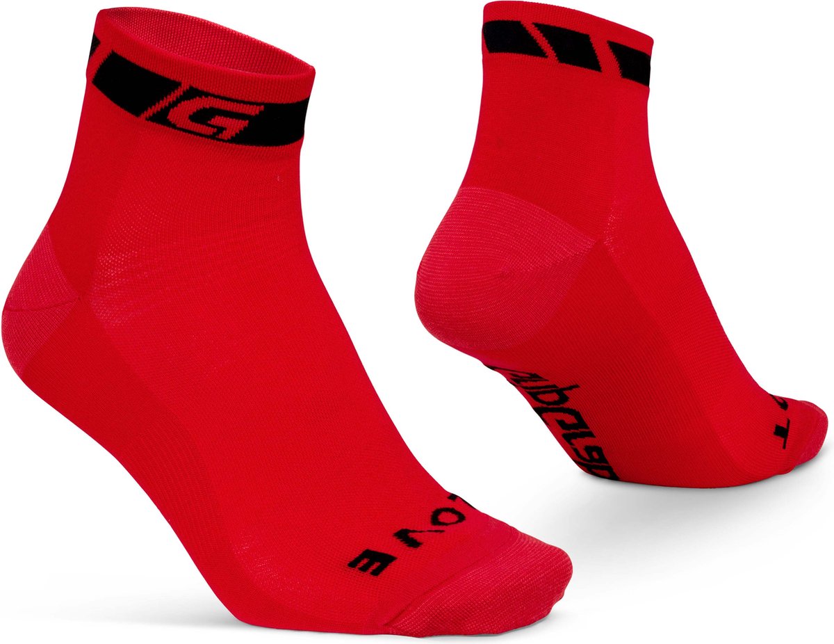 GripGrab - classic low cut zomer fietssokken 1 paar korte coolmax sokken - rood - unisex - maat xs (35-38)