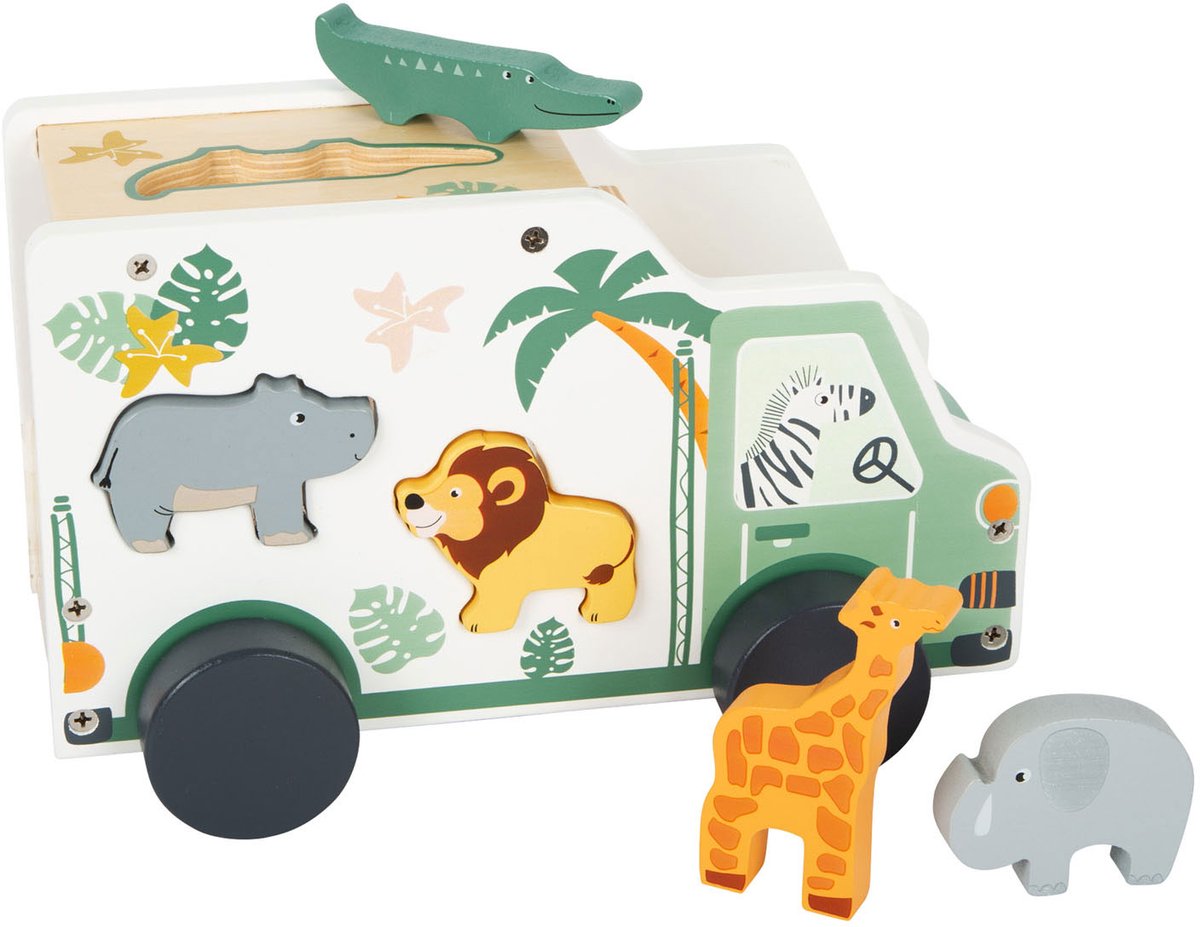 Small Foot - houten vormenstoof jeep safari, 6dlg.
